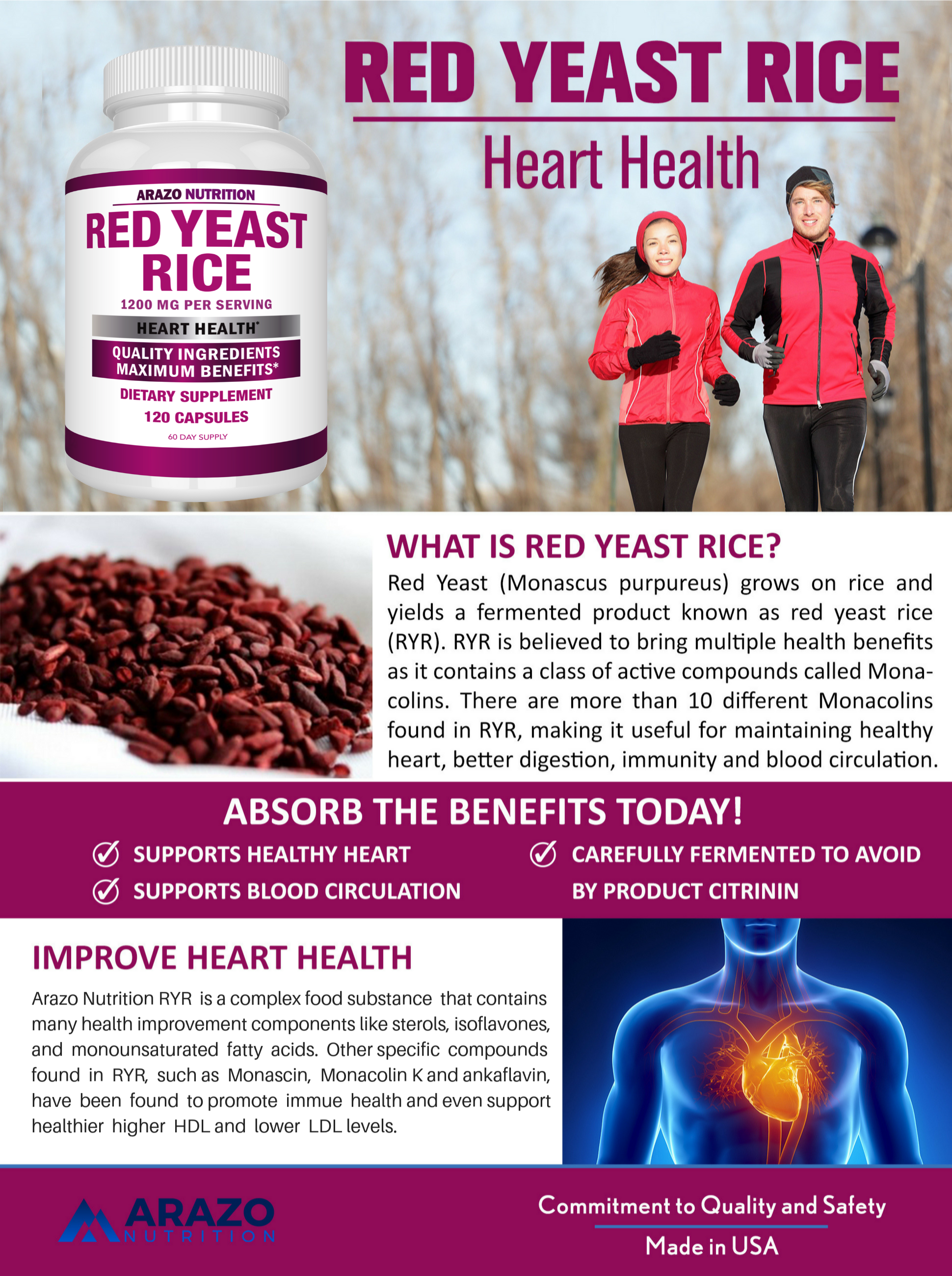 Rund ned Faial aflange Red Yeast Rice - Arazo Nutrition